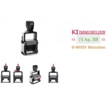 Trodat Professional 4.0 5430 paškrāsojošs datuma zīmogs ar pielāgojama teksta plāksnītes kuponu, 3 rindas, 49x28 mm, melns 121362
