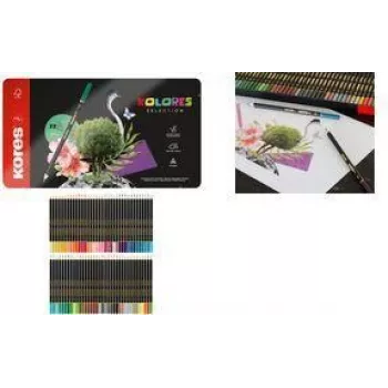 Kores KOLORES SELECTION trīsstūrveida krāsainie zīmuļi, 72 gab. komplekts liepziedu koka futrālī BB93372