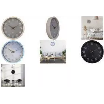 NEXTIME NXT ECO sienas pulkstenis 300 mm bēšs ciparnīca pelēks korpuss balti cipari kvarca 7373BE