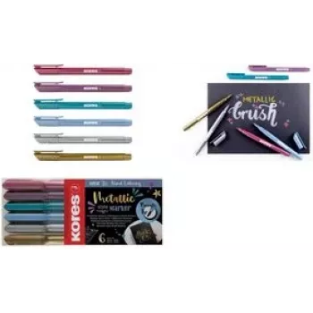 Kores Fasermaler Brush Tip marķieris Metallic Style Brushpen metāliskās krāsās, otas uzgalis, ideāls mākslai un rokdarbiem - 1 gabals (M21461)