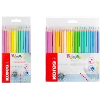 Kores Kolores Pastel trīsstūrveida krāsainie zīmuļi, 12 dažādas pasteļkrāsas, 3 mm serde, augsta pigmentācija, kartona futrālis BB93311