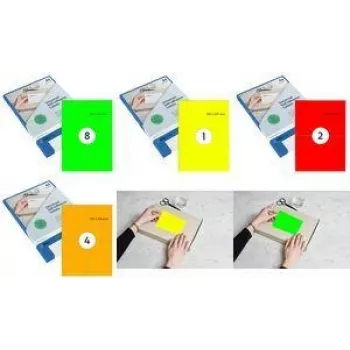 RILLPRINT B84322 Fluorescējošas etiķetes 105 x 148 mm oranžas pašlīmējošas tintes, lāzeru un krāsu lāzerprinteriem (1 iepakojums)