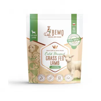 BEMO Cold Pressed Grass Fed Lamb - Sausā suņu barība - 3kg