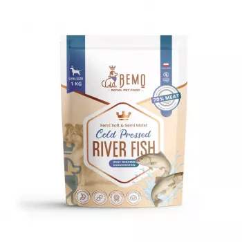 BEMO Cold Pressed River Fish Mono sausā barība suņiem 1kg