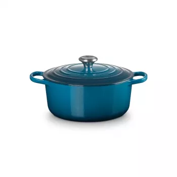 Le Creuset Signature apaļš čuguna kastrolis, 26 cm, 5,3 L, Marseļas zils