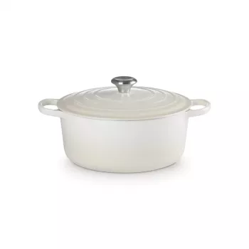 LE CREUSET apaļš emaljētas čuguna kastrolis 34cm 12L krēmkrāsā