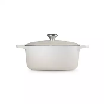 LE CREUSET apaļš emaljētas čuguna kastrolis 34cm 12L krēmkrāsā