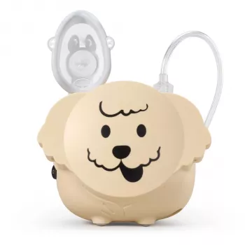 Flaem Nuova Puppy kompresora smidzinātājs - pediatriskā inhalācijas sistēma ar RF5 smidzinātāju, pieaugušo un bērnu maskām, iemuti, deguna uzgali, gaisa cauruli, gaisa filtru, smidzināšanas ātrumu 0,35 ml/min, 2,6 µm MMAD, trokšņa līmeni 55 dB, 230V