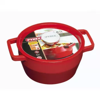 Pyrex čuguna apaļš sautēšanas trauks 2,2L Ø20cm sarkans