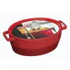 Pyrex čuguna ovāla kastrolis 5,8L sarkans 33x25cm