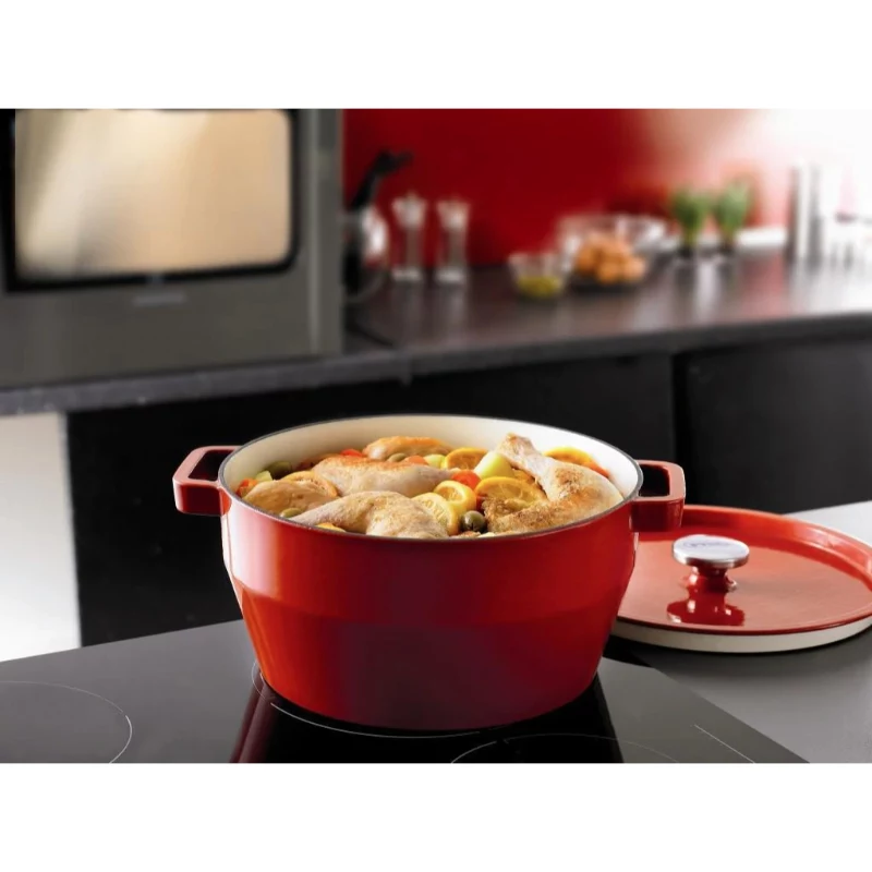 Pyrex čuguna katls 3,6L apaļš Ø24cm sarkans