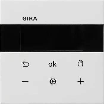 Gira S3000 Telpas temperatūras regulators ar Bluetooth, iestrādājams, tīri balts, spīdīgs