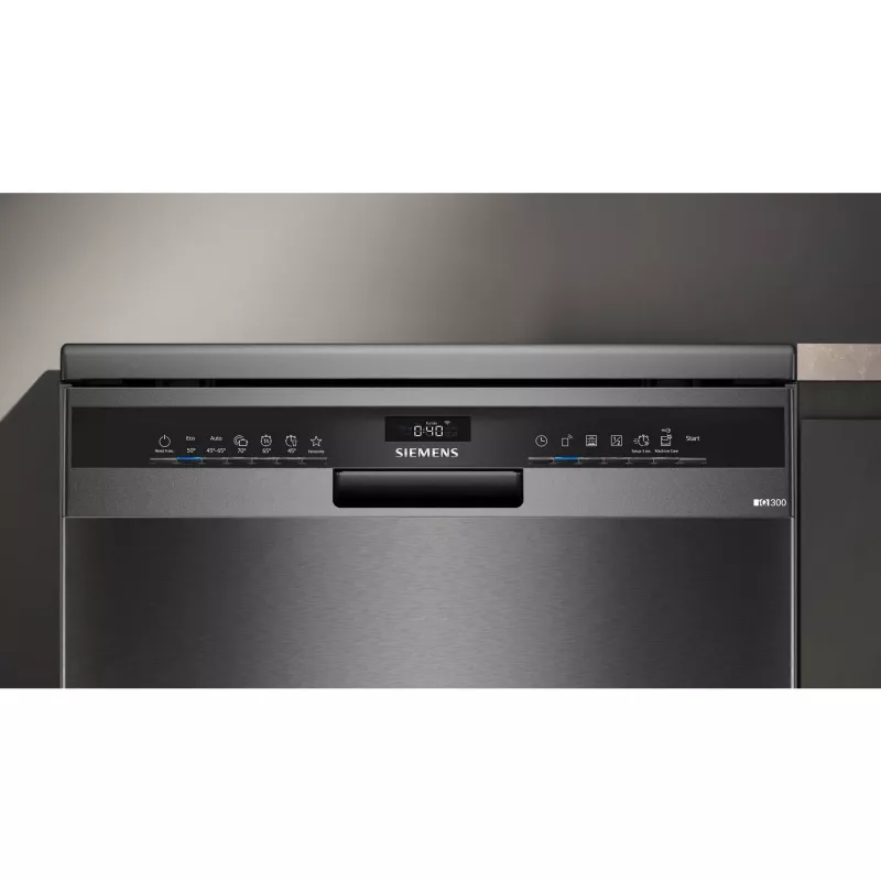 Siemens SN23EC03ME iQ300 brīvi stāvoša trauku mazgājamā mašīna 60 cm, 14 vietu komplekti, energoefektivitātes klase B, Home Connect