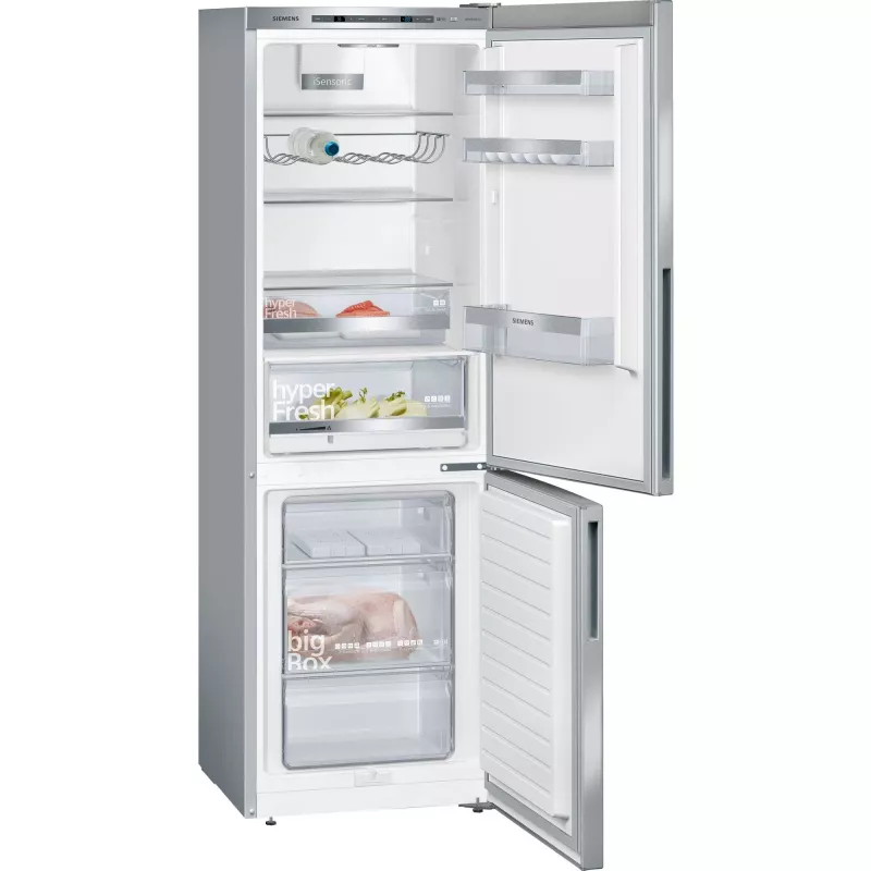 Siemens KG36EALCA iQ500 brīvstāvošs ledusskapis-ar saldētavu, 186 cm, C, nerūsējošā tērauda izskats