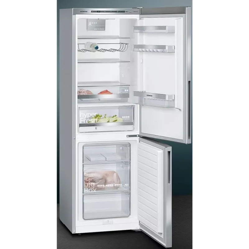 Siemens KG36EALCA iQ500 brīvstāvošs ledusskapis-ar saldētavu, 186 cm, C, nerūsējošā tērauda izskats