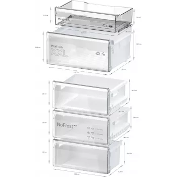 Bosch KGN36VIBT Serie 4 brīvstāvošs ledusskapis ar saldētavu, 186 cm augstums, energoefektivitātes klase D, sudraba krāsā