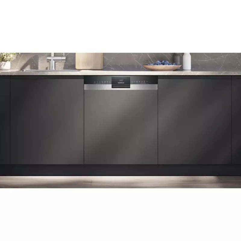 Siemens SX53ES22CE iQ300 daļēji iebūvējama trauku mazgājamā mašīna, 60 cm, 13 vietas, energoefektivitātes klase E, Home Connect, AquaStop, InfoLight, nerūsējošais tērauds