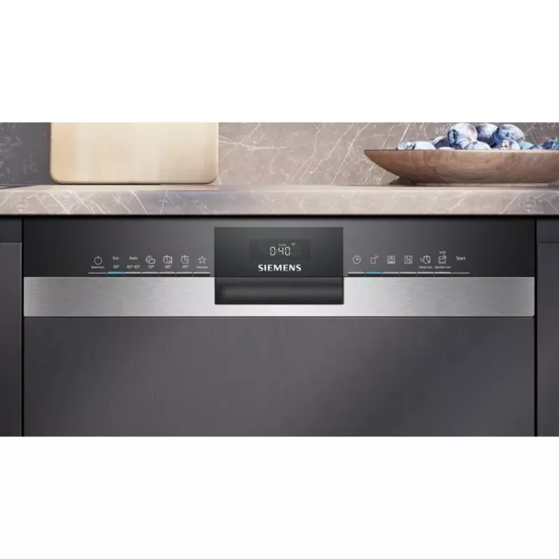 Siemens SX53ES22CE iQ300 daļēji iebūvējama trauku mazgājamā mašīna, 60 cm, 13 vietas, energoefektivitātes klase E, Home Connect, AquaStop, InfoLight, nerūsējošais tērauds