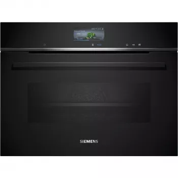 Siemens CS736G1B1 iQ700 iebūvējams kompaktais cepeškrāsns ar tvaika funkciju, 47 L, TFT skārienekrāns, Home Connect, melna