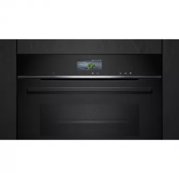 Siemens CS736G1B1 iQ700 iebūvējams kompaktais cepeškrāsns ar tvaika funkciju, 47 L, TFT skārienekrāns, Home Connect, melna