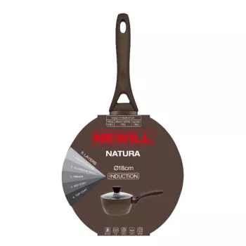 NEWILL Natura mērces katls ar stikla vāku 18 cm indukcijai brūns