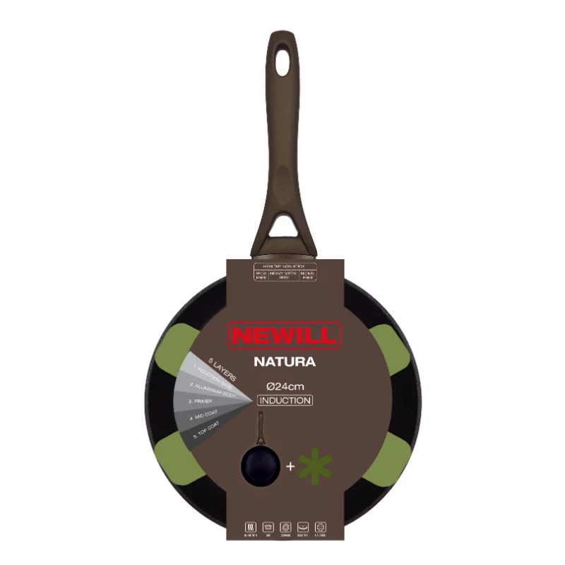 NEWILL Natura 24 cm indukcijas panna ar aizsargmalu, brūna