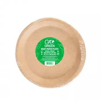 GOGREEN Kraft papīra šķīvji Go Green Ø22cm 20 gab.