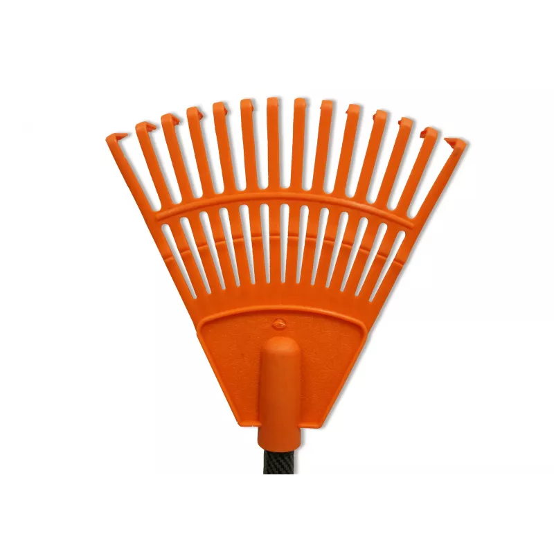 HORTUS mazais rokas grābeklis ar rokturi, oranžs, 20 cm galva, 14 zari
