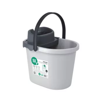 ECO EGO ovāls spainis ar plakanu push-button izgriezēju, 10 L, pelēks/zaļš, polipropilēns