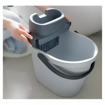 ECO EGO ovāls spainis ar plakanu push-button izgriezēju, 10 L, pelēks/zaļš, polipropilēns