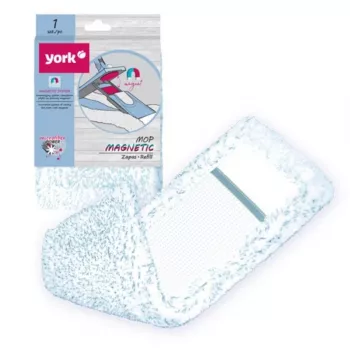 YORK rezerves mopa audums 47x17cm magnētisks Vileda Ultramax, mikrošķiedra, balts ar sarkaniem akcentiem