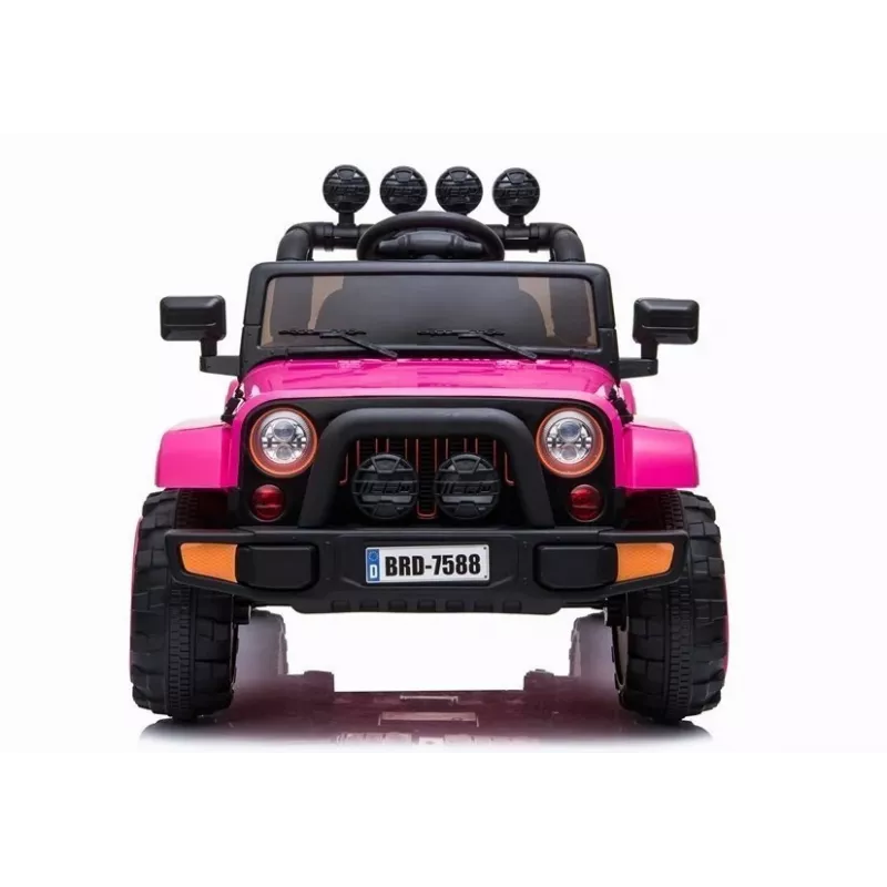 LEAN CARS BRD-7588 Rozā 12V elektriskais braucamais džips bērniem ar LED apgaismojumu, MP3, tālvadības pulti, 4x4