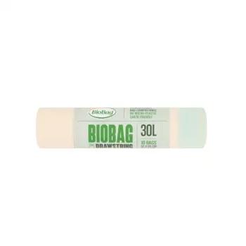 BioBag kompostējami atkritumu maisiņi ar aukliņu 30L, 10 gab. rullī, 50x60 cm, zaļi