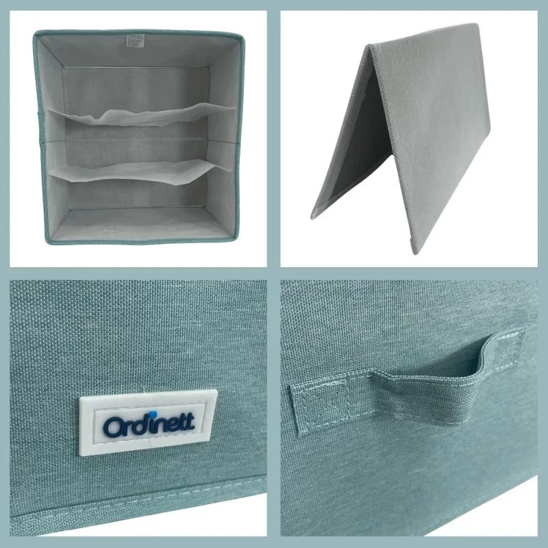 ORDINETT Box Cube 29x29x18,5 cm piparmētru krāsas uzglabāšanas kaste ar vāku