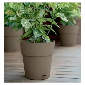STEFANPLAST Ethica puķupods ar paplāti, 25x25 cm, brūns, 8,5 L, pārstrādāta plastmasa