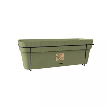 STEFANPLAST balkona komplekts ar automātisko laistīšanas sistēmu un metāla balstu 50x18x17 cm zaļš