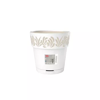 STEFANPLAST Gaia puķu pods ar paplāti Ø20x19cm Balts