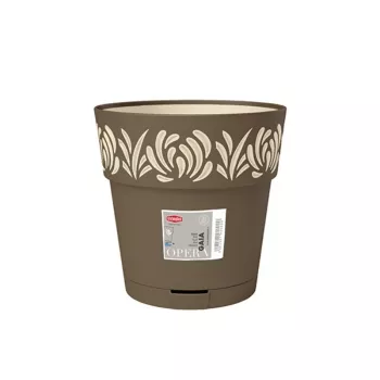 STEFANPLAST Gaia apaļš puķupods ar paplāti, brūns, Ø25 x 25 cm