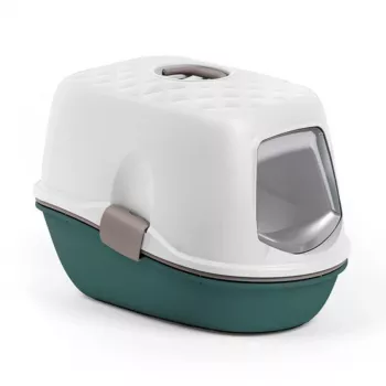 STEFANPLAST Furba Top Chic slēgta kaķu tualetes kaste ar pārsegu 58,5x39,4x42,7 cm balta/zaļa