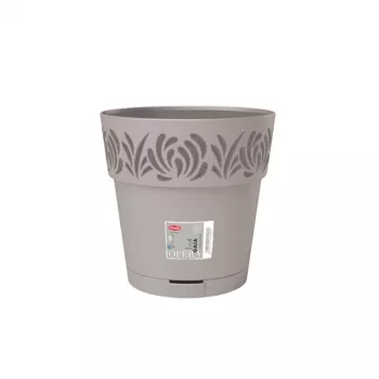 STEFANPLAST Gaia puķu pods ar paplāti Ø25x25 cm gaiši pelēks