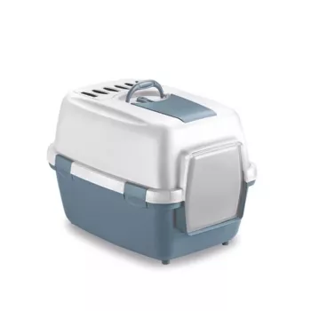 STEFANPLAST WivaCatt slēgta kaķu tualete 55x40x40 cm balta/zila