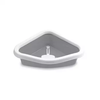 STEFANPLAST Sprint stūra kaķu tualetes paplāte 56x40x14 cm balta/pelēka