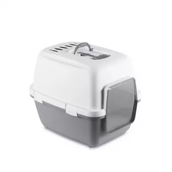STEFANPLAST Cathy Comfort slēgta kaķu tualetes kaste 58x45x48 cm balta/pelēka