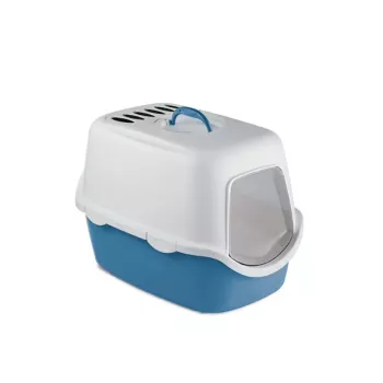 STEFANPLAST Cathy Filter slēgta kaķu tualetes kaste 56x40x40 cm balta/zila
