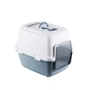 STEFANPLAST Cathy Comfort slēgta kaķu tualetes kaste ar pārsegu 58x45x48 cm balta/zila