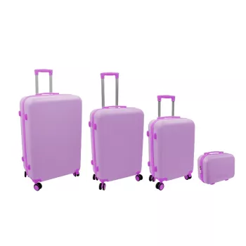 ORDINETT 4-daļu cieto koferu komplekts 98L/60L/43L/15L rozā