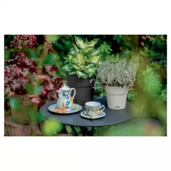 STEFANPLAST Ethica apaļš puķupods ar paplāti, brūns, 40x39 cm, 25 L