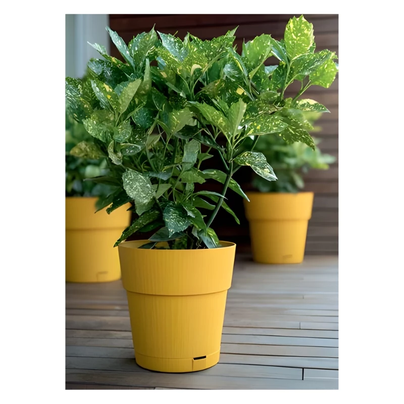 STEFANPLAST Ethica puķu pods ar paplāti Ø40x39cm sinepju dzeltenā krāsā