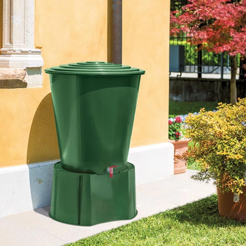 STEFANPLAST ūdens muca 310L ar vāku un krānu, zaļa, Ø80x97cm