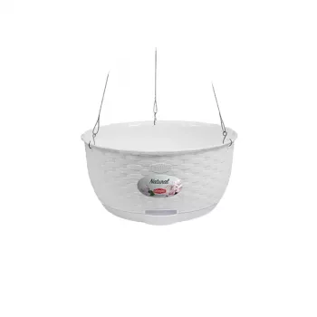 STEFANPLAST Piekaramais puķu pods Natural Ø30x14.5cm Balts
